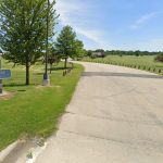 A view of the welcome sign at Milky Way Park in Harvard, IL